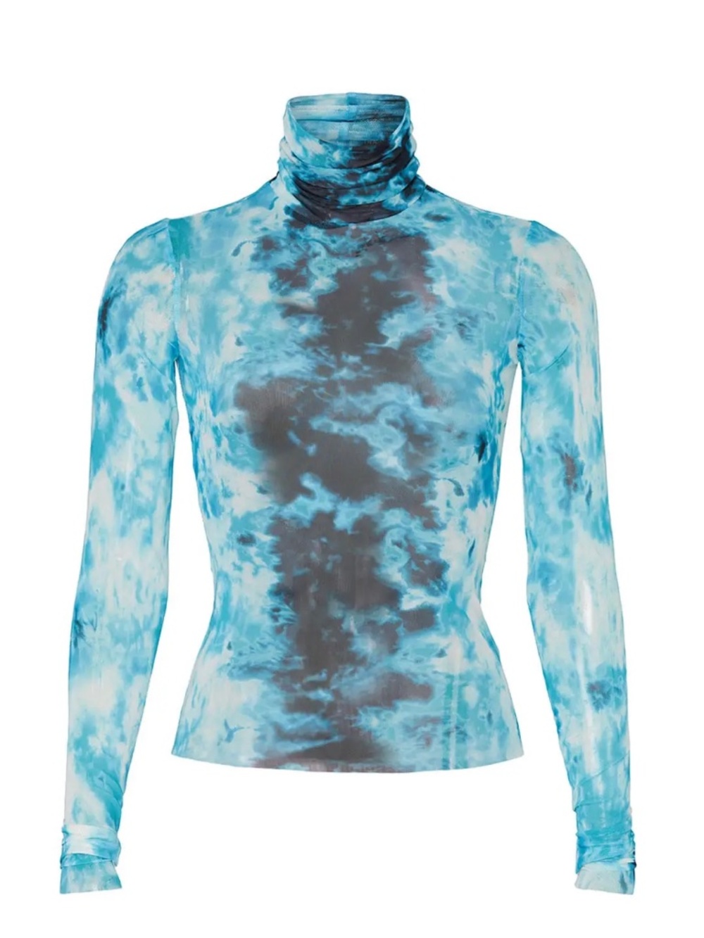 AFRM Zadie Mesh Top in in Aqua Tie Dye- Size Small